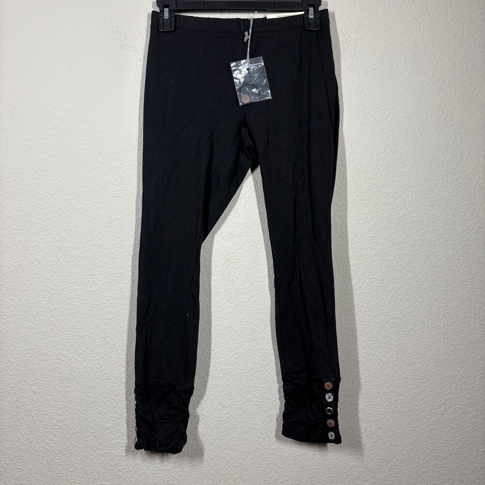 Soft Surroundings Womens Petite XS Button Ankle Leggings Pants Black